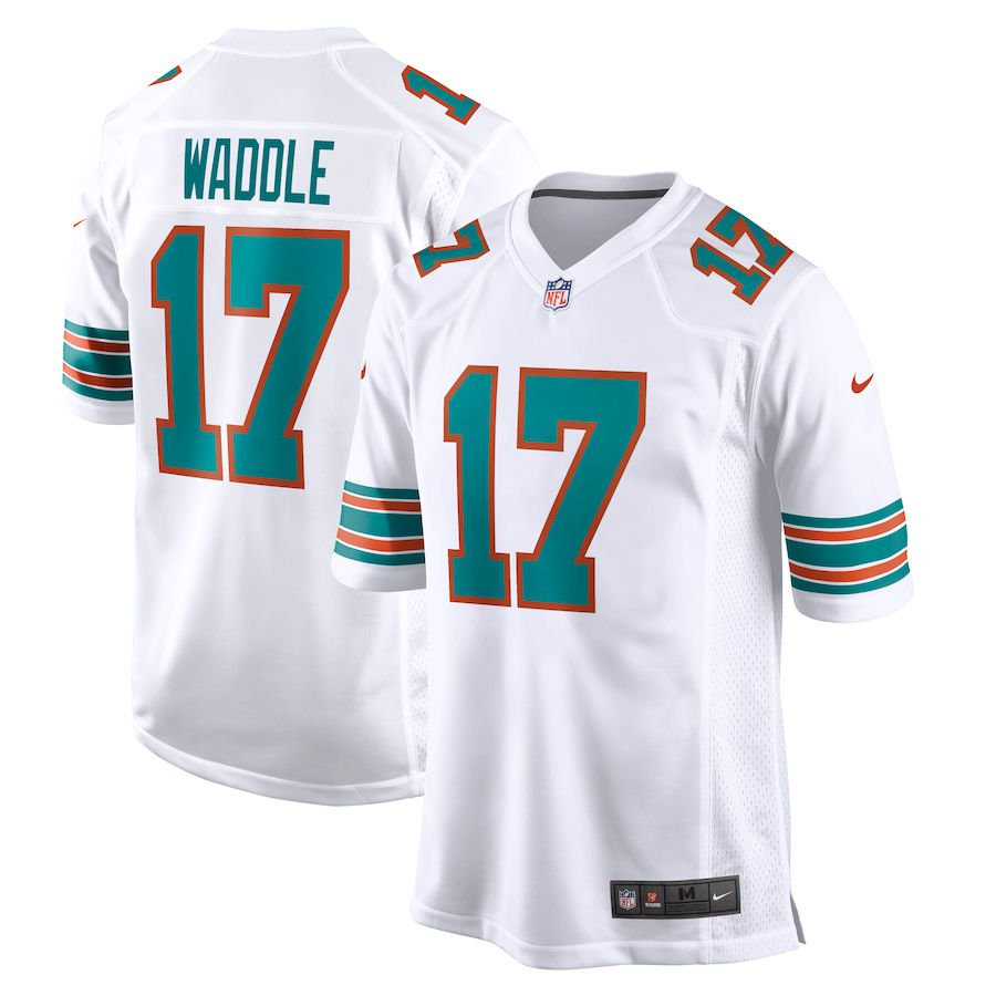 Men Miami Dolphins #17 Jaylen Waddle Nike White Game NFL Jersey